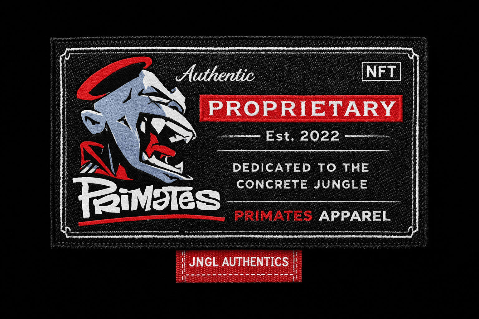 Primates embroidery label